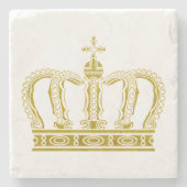 Golden Crown + jouw tekst & achtergrond Stenen Onderzetter (Voorkant)