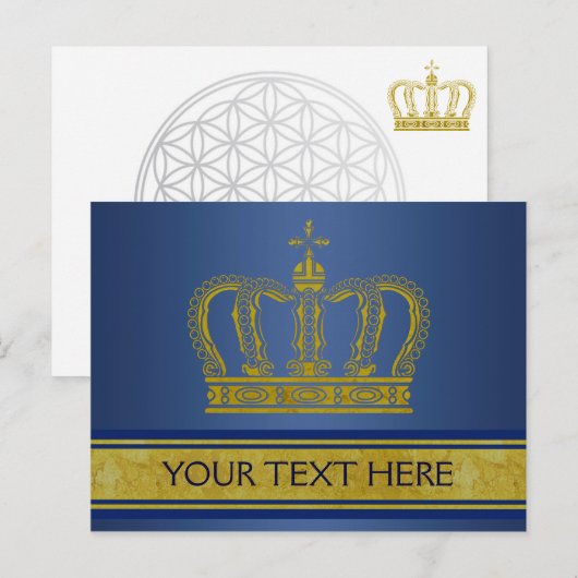 Golden Crown + jouw tekst & afbeelding Briefkaart (Voorkant / Achterkant)