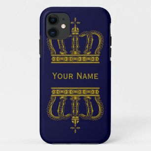 Golden Crown + jouw tekst iPhone 11 Hoesje