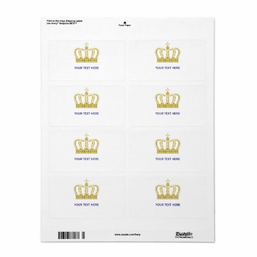Golden Crown + jouw tekst Etiket (Full Sheet)