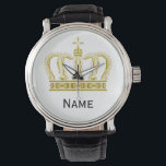 Golden Crown   jouw tekst Horloge<br><div class="desc">Funny Graphic Design by EDDA Froehlich | Deze prachtige gouden kroon is eenvoudig aan te passen aan uw partij of gebeurtenis door uw gebeurtenisdetails, doopvontstijl, doopvontgrootte & kleur, en formulering toe te voegen. Het is voor alle zelfbewuste mensen | Voor andere design en producten kunt u contact met mij opnemen:...</div>