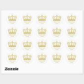 Golden Crown + jouw tekst Ronde Sticker (Vel)