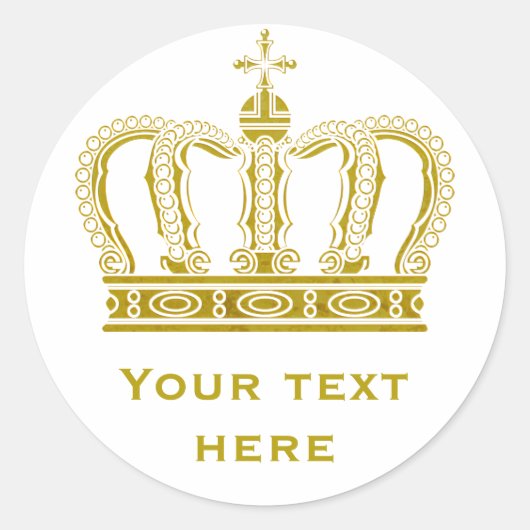 Golden Crown + jouw tekst Ronde Sticker (Voorkant)