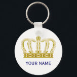 Golden Crown   jouw tekst Sleutelhanger<br><div class="desc">Funny Graphic Design by EDDA Froehlich | Deze prachtige gouden kroon is eenvoudig aan te passen aan uw partij of gebeurtenis door uw gebeurtenisdetails, doopvontstijl, doopvontgrootte & kleur, en formulering toe te voegen. Het is voor alle zelfbewuste mensen | Voor andere design en producten kunt u contact met mij opnemen:...</div>