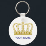 Golden Crown   jouw tekst Sleutelhanger<br><div class="desc">Funny Graphic Design by EDDA Froehlich | Deze prachtige gouden kroon is eenvoudig aan te passen aan uw partij of gebeurtenis door uw gebeurtenisdetails, doopvontstijl, doopvontgrootte & kleur, en formulering toe te voegen. Het is voor alle zelfbewuste mensen | Voor andere design en producten kunt u contact met mij opnemen:...</div>