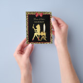 Golden Crown Leopard Red Bow Hair Salon Events Flyer (Hand)
