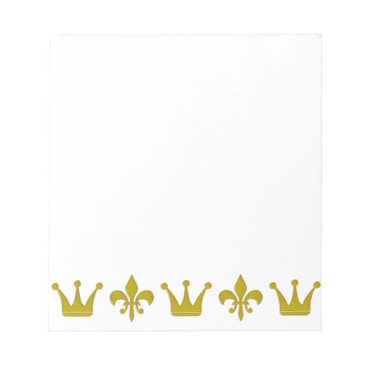 Golden Crown & Lily Border + jouw ideeën Notitieblok (Voorkant)
