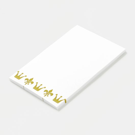Golden Crown & Lily Border + jouw ideeën Post-it® Notes (Schuin)