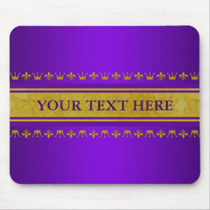 Golden Crown & Lily Border + jouw tekst & backgr. Muismat