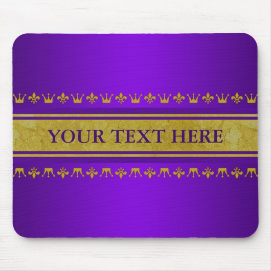 Golden Crown & Lily Border + jouw tekst & backgr. Muismat (Voorkant)