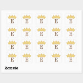 Golden Crown Monogram Kinder Gepersonaliseerd koni Vierkante Sticker (Vel)
