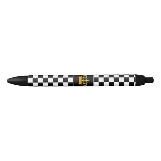 Golden Crown on Black and White Chess Pattern Pen (Voorkant)