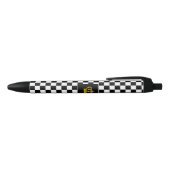 Golden Crown on Black and White Chess Pattern Pen (Bovenkant)