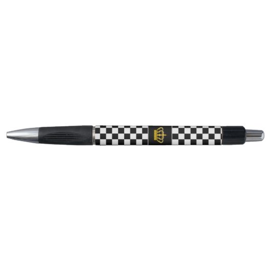 Golden Crown on Black and White Chess Pattern Pen (Voorkant)
