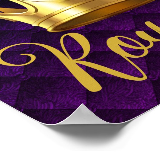 Golden Crown Paarse Plush Royalty Wall Art Print (Hoek)