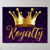 Golden Crown Paarse Plush Royalty Wall Art Print (Voorkant)