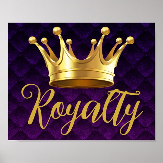 Golden Crown Paarse Plush Royalty Wall Art Print (Voorkant)