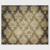 Golden Crown Royal Grungy Ivory Groen Fluweel Cadeaupapier (Vlak)