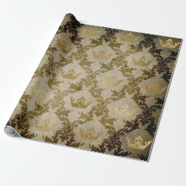 Golden Crown Royal Grungy Ivory Groen Fluweel Cadeaupapier