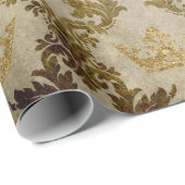 Golden Crown Royal Grungy Ivory Groen Fluweel Cadeaupapier (Rol Hoek)