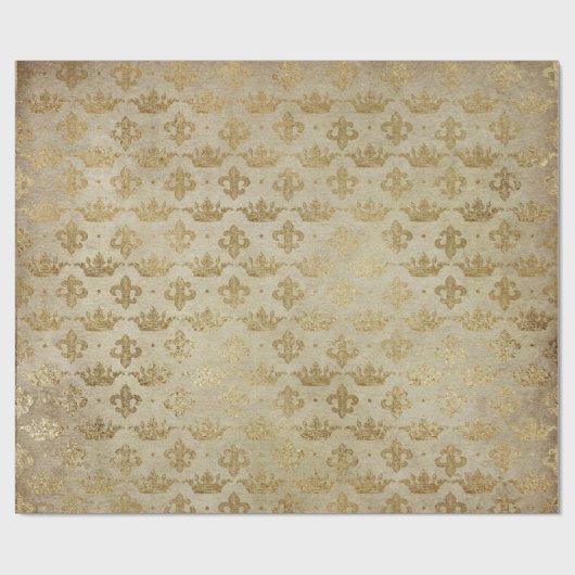 Golden Crown Royal Grungy Ivory Velvet Cadeaupapier (Vlak)