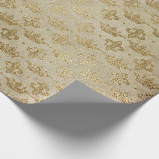 Golden Crown Royal Grungy Ivory Velvet Cadeaupapier (Hoek)