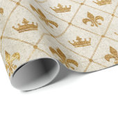 Golden Crown Royal Grungy Ivory Velvet Cadeaupapier (Rol Hoek)