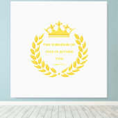 Golden Crown & The Kingdom of God Bible Verse Canvas Afdruk (Insitu (Houten vloer))
