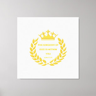 Golden Crown & The Kingdom of God Bible Verse Canvas Afdruk
