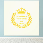 Golden Crown & The Kingdom of God Bible Verse Canvas Afdruk (Insitu (Houten vloer))