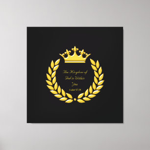 Golden Crown & The Kingdom of God Bible Verse Canvas Afdruk