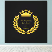 Golden Crown & The Kingdom of God Bible Verse Canvas Afdruk (Insitu (Houten vloer))