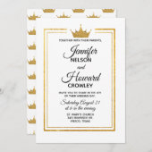 Golden Crown Wedding Invitation Kaart (Voorkant / Achterkant)