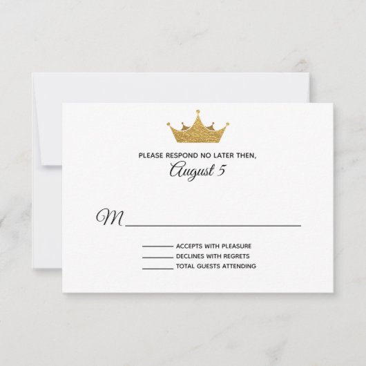 Golden Crown Wedding RSVP-kaart RSVP Kaartje (Voorkant)