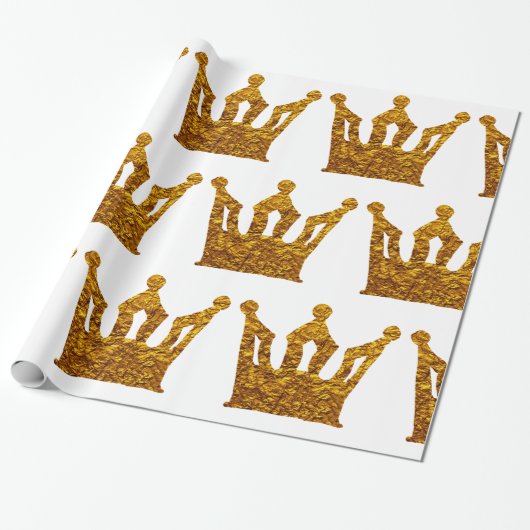 Golden Crown Wrapping Paper Cadeaupapier (Uitgerold)