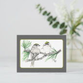 Golden Crowned Kinglet Briefkaart 2 in potlood (Staand voorkant)
