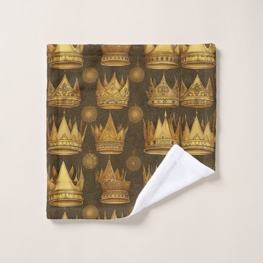 Golden Crowns Pattern Bad Handdoek (Wasdoekje)