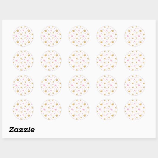 Golden Crowns Pattern Ronde Sticker (Vel)