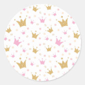 Golden Crowns Pattern Ronde Sticker (Voorkant)