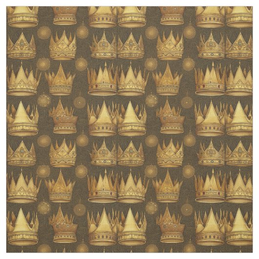 Golden Crowns Pattern Stof (Swatch)