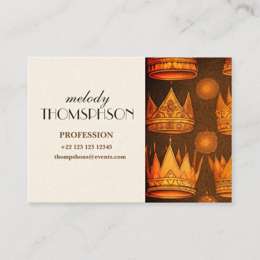 Golden Crowns Pattern Visitekaartje (Voorkant)