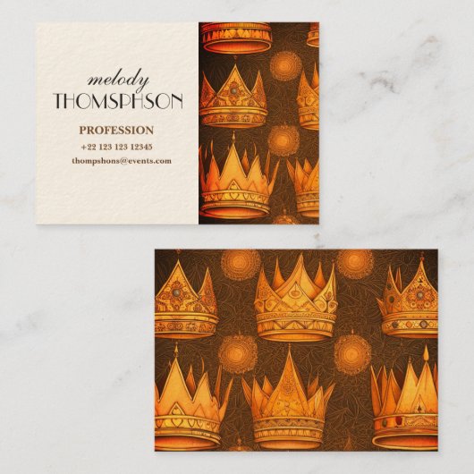 Golden Crowns Pattern Visitekaartje (Voorkant / Achterkant)