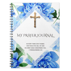Golden Crucifix   Blauwe Dahlias   Prayer Journal Notitieboek