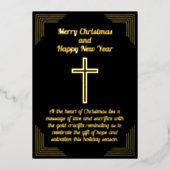 Golden Crucifix op zwarte achtergrond Folie Kaart (Voorkant)