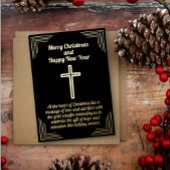 Golden Crucifix op zwarte achtergrond Folie Kaart