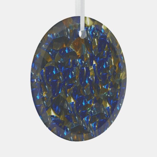 Golden Crystal Blue Circle Ornament (Voorkant Rechts)