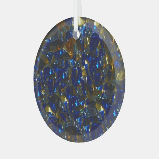 Golden Crystal Blue Circle Ornament (Voorkant links)