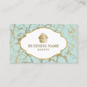 Golden Cupcake Bakery Mint & Gold Marble Visitekaartje (Voorkant)