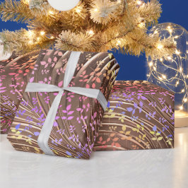 Golden Curves Neon Florals X'mas Wrapping Paper Cadeaupapier