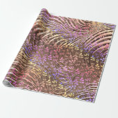 Golden Curves Neon Florals X'mas Wrapping Paper Cadeaupapier (Uitgerold)